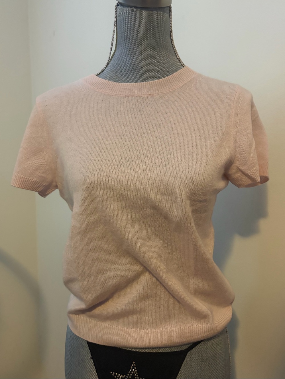 Baby Pink Cashmere Soft Short-Sleeve Knit Top by Quince